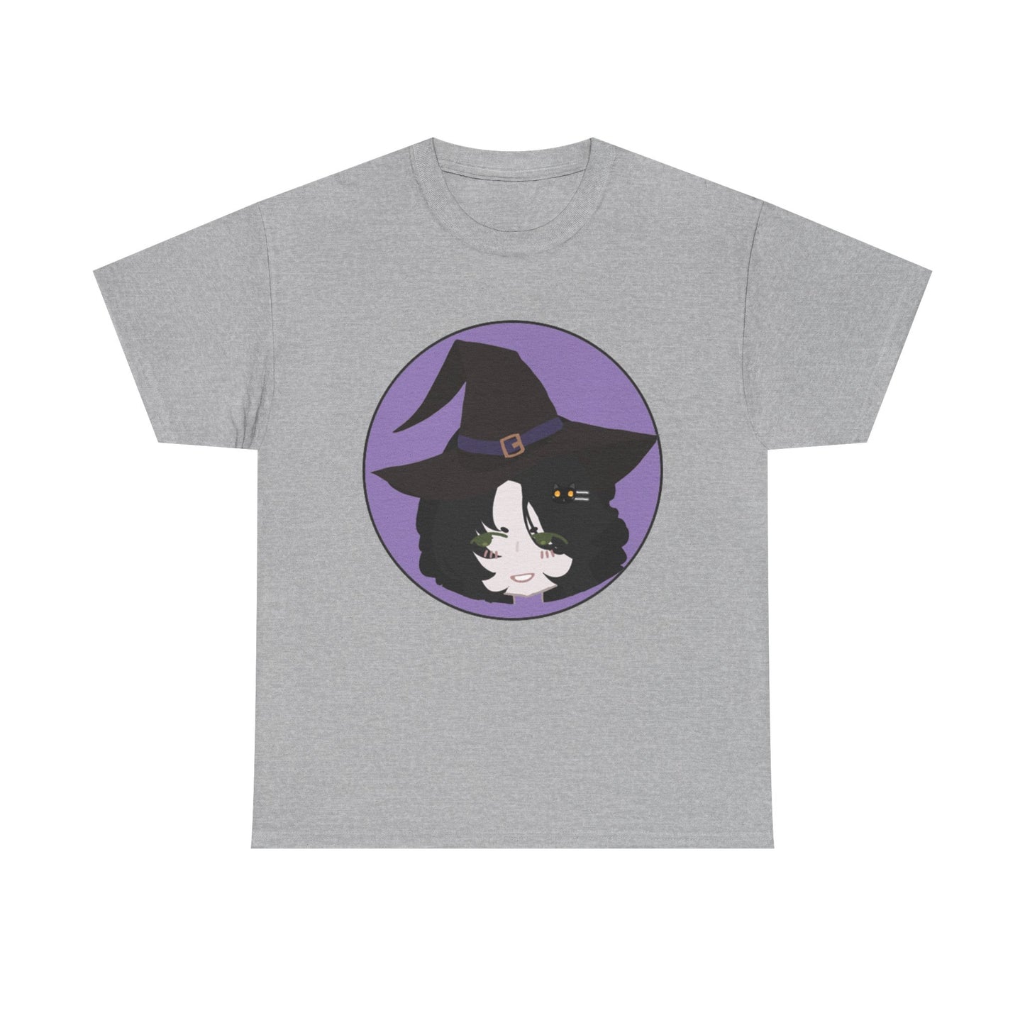 Cute Witch Unisex Heavy Cotton Tee, Halloween Shirt, Cat Lover Gift, Witchy Vibes Tee, Cozy Unisex T-Shirt