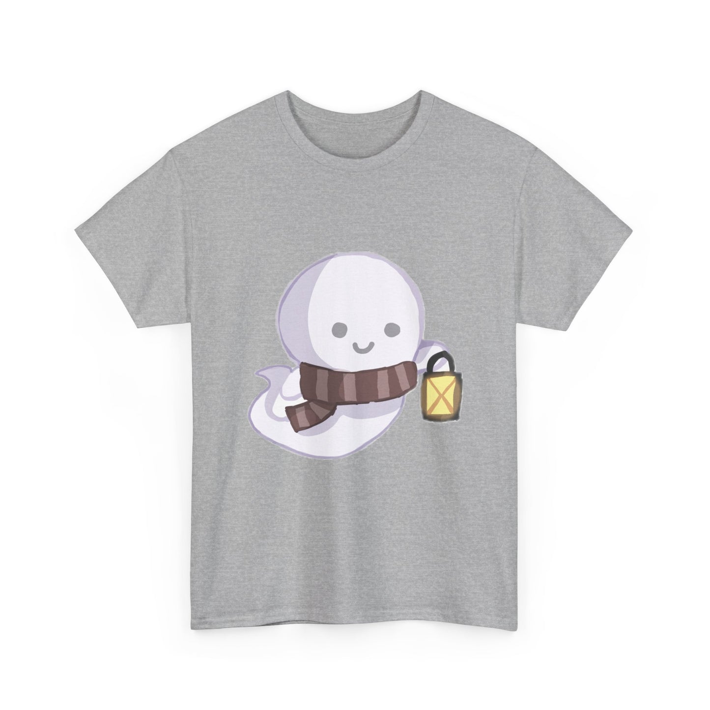 Cute Ghost Unisex Heavy Cotton Tee, Halloween Shirt, Cat Lover Gift, Witchy Vibes Tee, Cozy Unisex T-Shirt