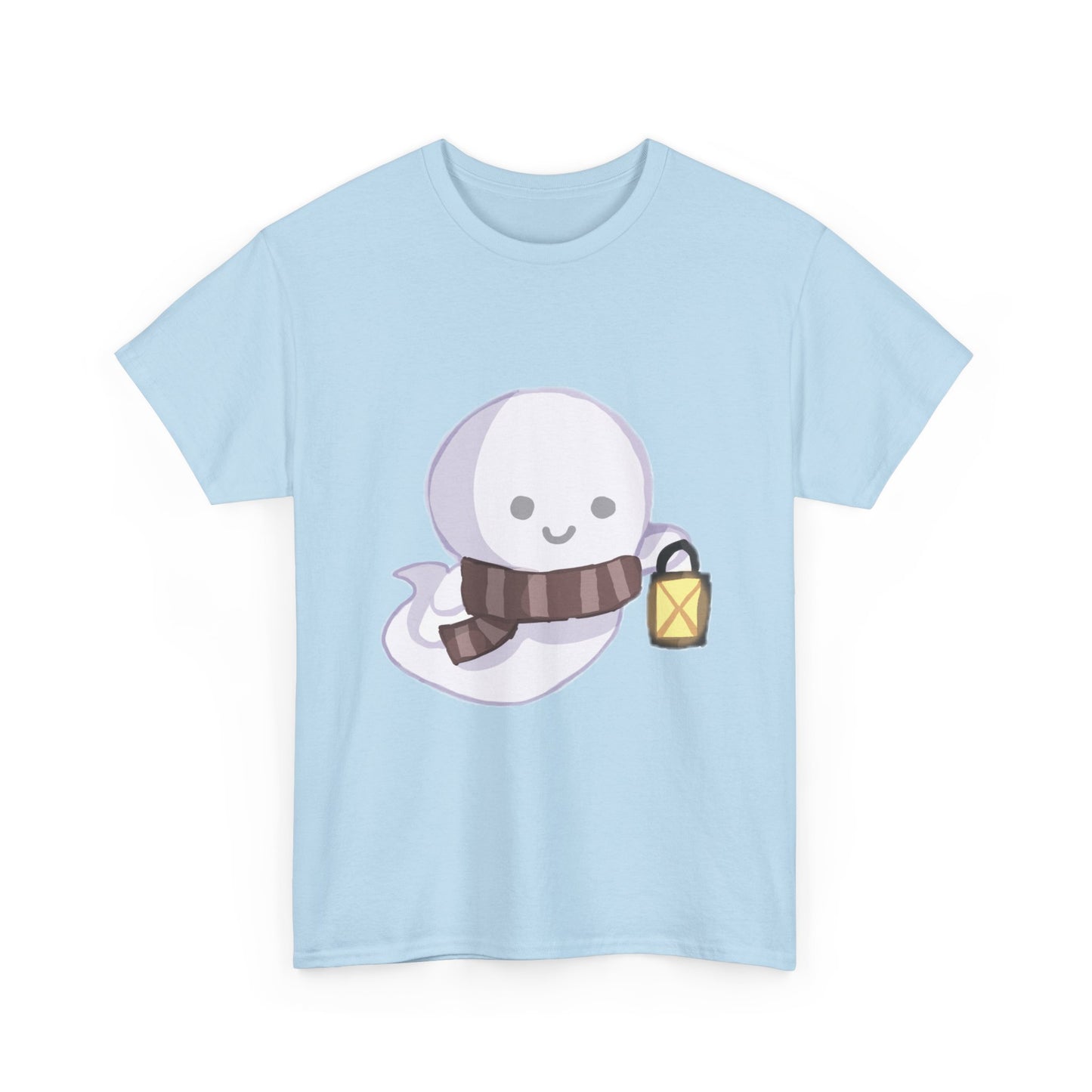 Cute Ghost Unisex Heavy Cotton Tee, Halloween Shirt, Cat Lover Gift, Witchy Vibes Tee, Cozy Unisex T-Shirt