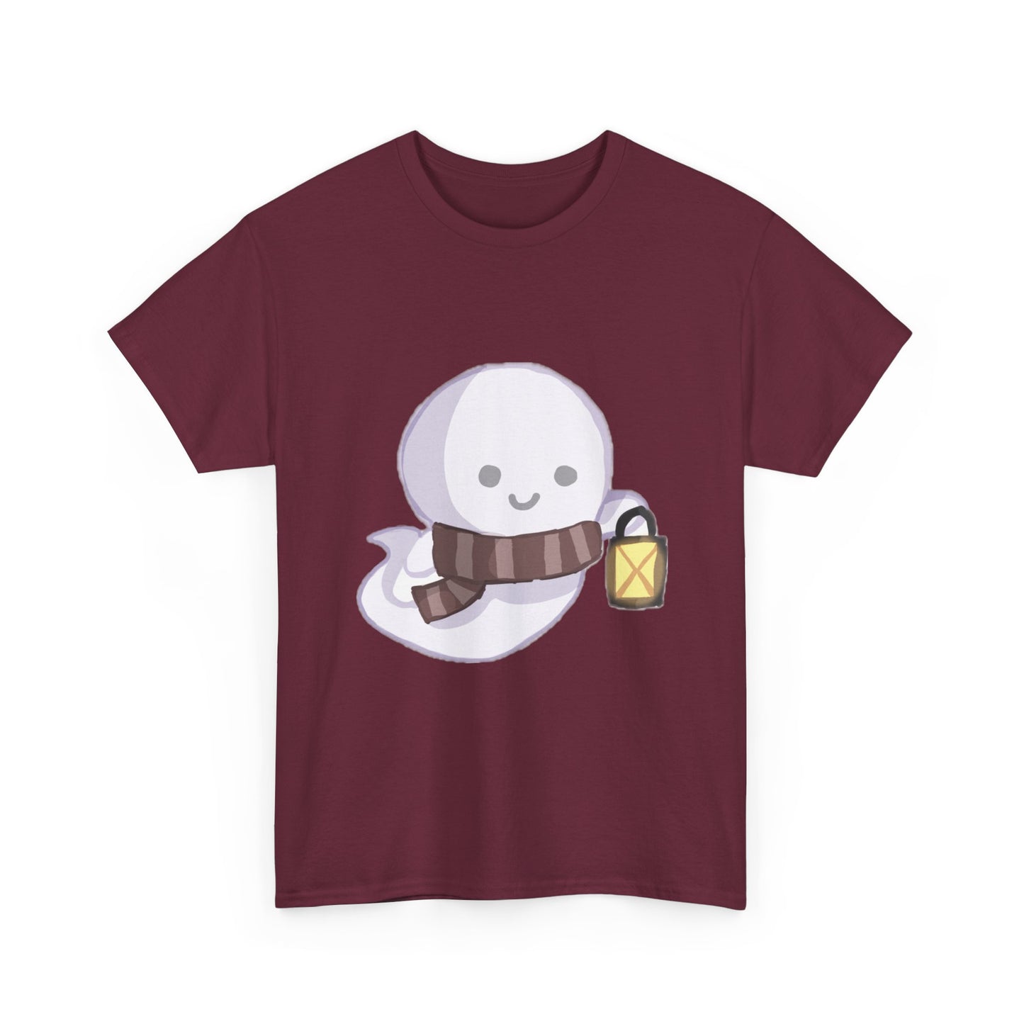 Cute Ghost Unisex Heavy Cotton Tee, Halloween Shirt, Cat Lover Gift, Witchy Vibes Tee, Cozy Unisex T-Shirt
