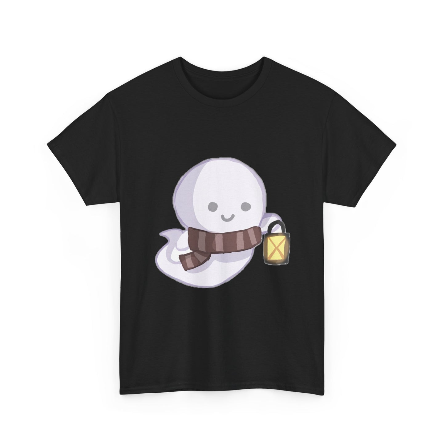 Cute Ghost Unisex Heavy Cotton Tee, Halloween Shirt, Cat Lover Gift, Witchy Vibes Tee, Cozy Unisex T-Shirt