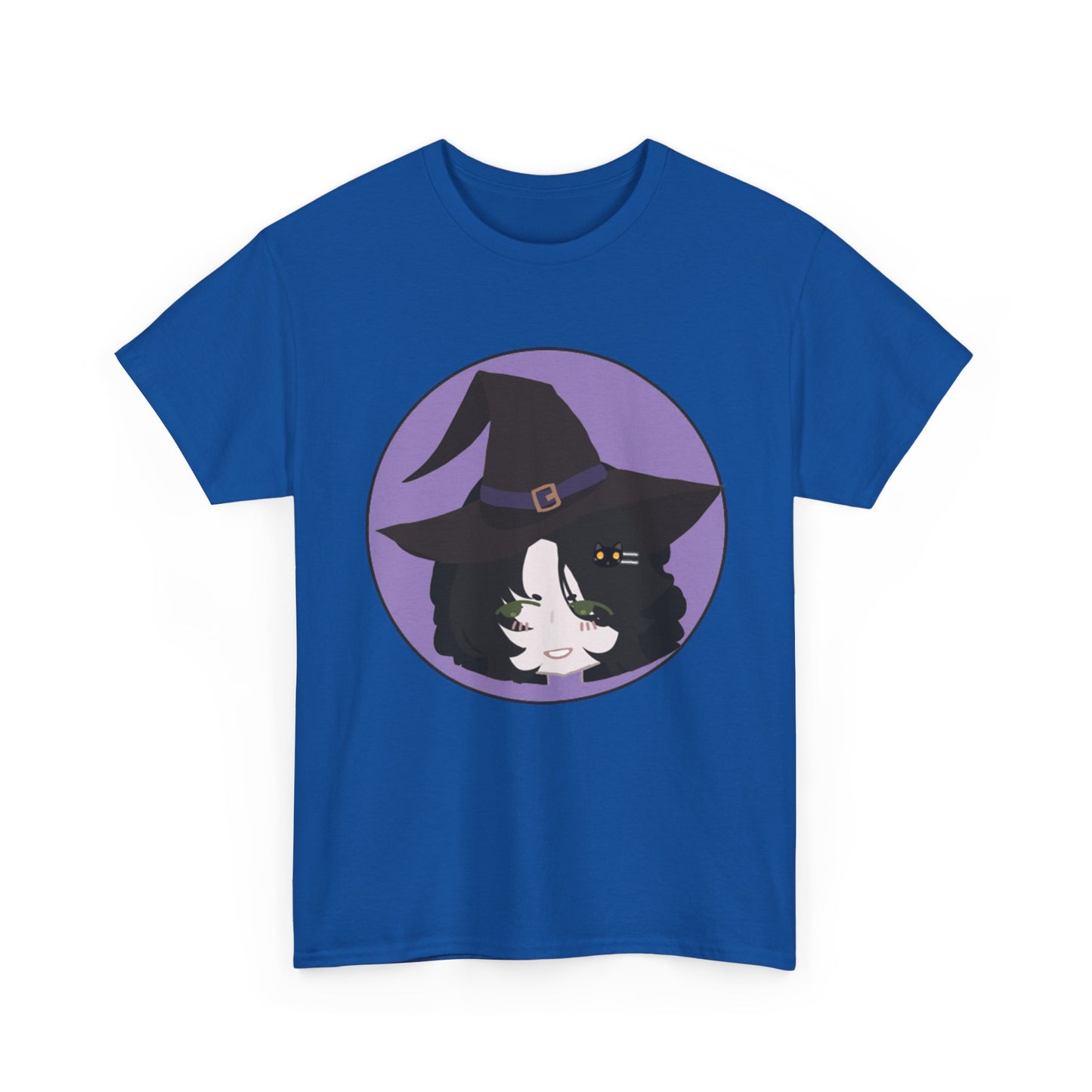 Cute Witch Unisex Heavy Cotton Tee, Halloween Shirt, Cat Lover Gift, Witchy Vibes Tee, Cozy Unisex T-Shirt
