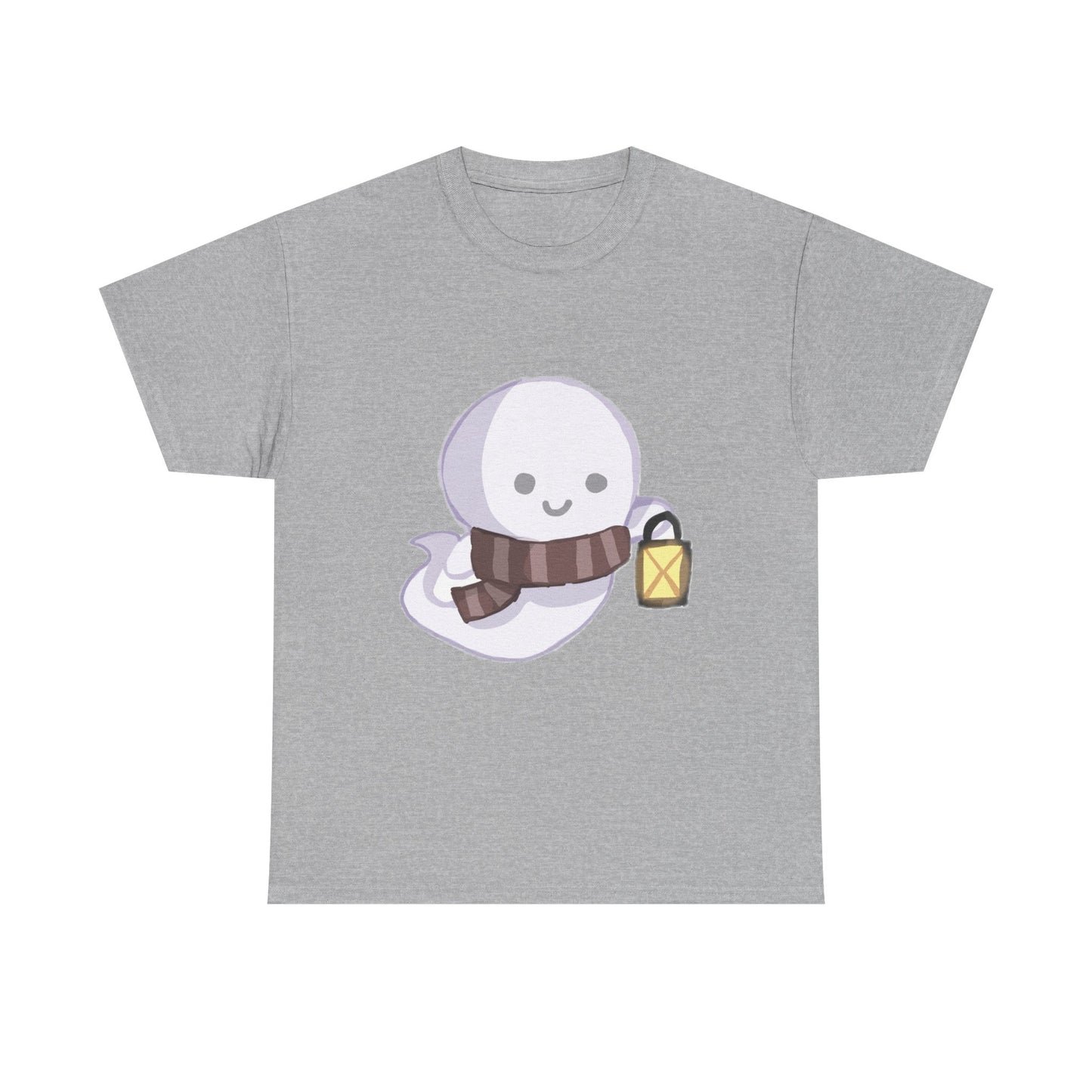 Cute Ghost Unisex Heavy Cotton Tee, Halloween Shirt, Cat Lover Gift, Witchy Vibes Tee, Cozy Unisex T-Shirt