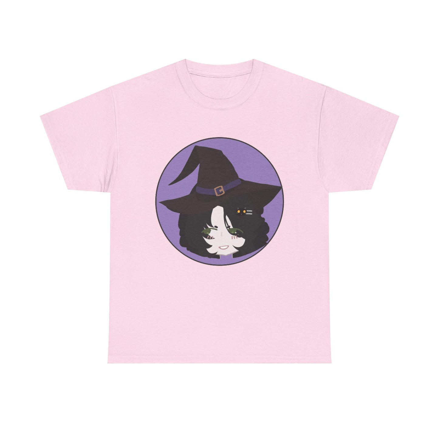 Cute Witch Unisex Heavy Cotton Tee, Halloween Shirt, Cat Lover Gift, Witchy Vibes Tee, Cozy Unisex T-Shirt