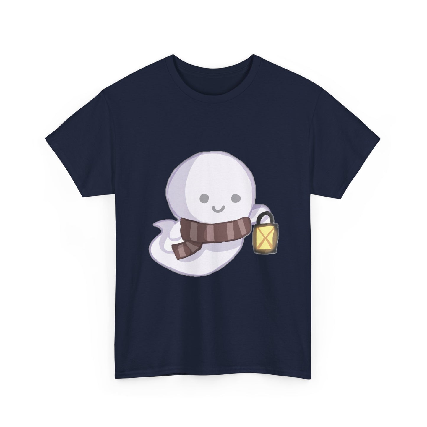 Cute Ghost Unisex Heavy Cotton Tee, Halloween Shirt, Cat Lover Gift, Witchy Vibes Tee, Cozy Unisex T-Shirt
