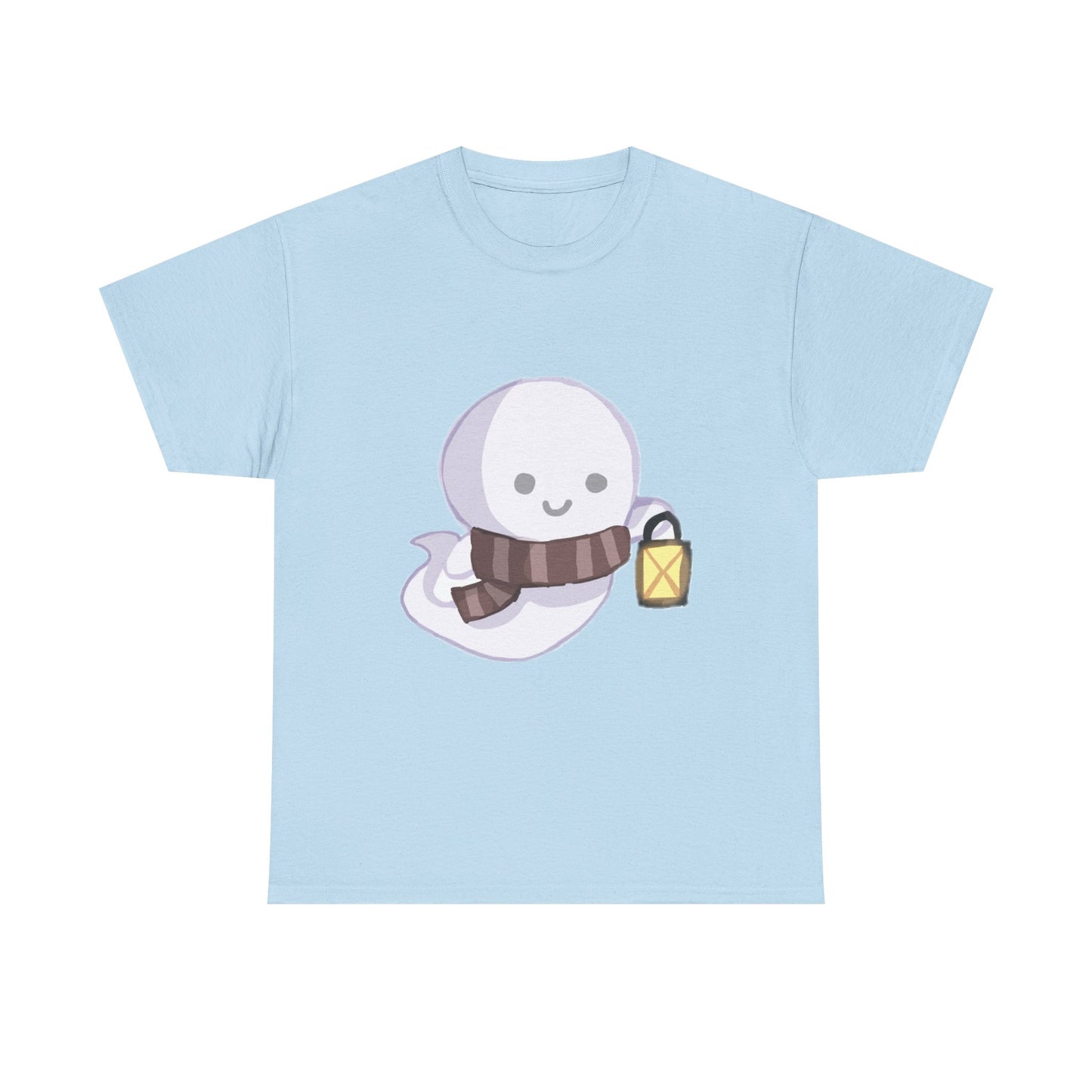 Cute Ghost Unisex Heavy Cotton Tee, Halloween Shirt, Cat Lover Gift, Witchy Vibes Tee, Cozy Unisex T-Shirt