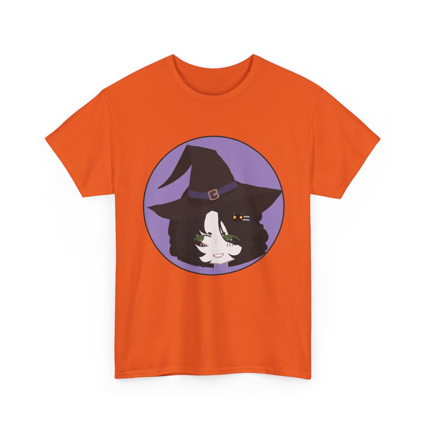 Cute Witch Unisex Heavy Cotton Tee, Halloween Shirt, Cat Lover Gift, Witchy Vibes Tee, Cozy Unisex T-Shirt
