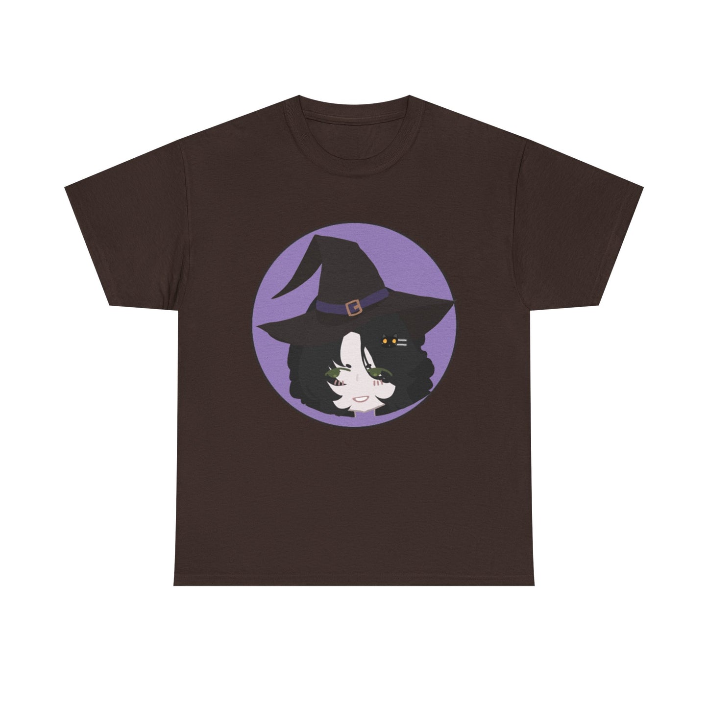 Cute Witch Unisex Heavy Cotton Tee, Halloween Shirt, Cat Lover Gift, Witchy Vibes Tee, Cozy Unisex T-Shirt