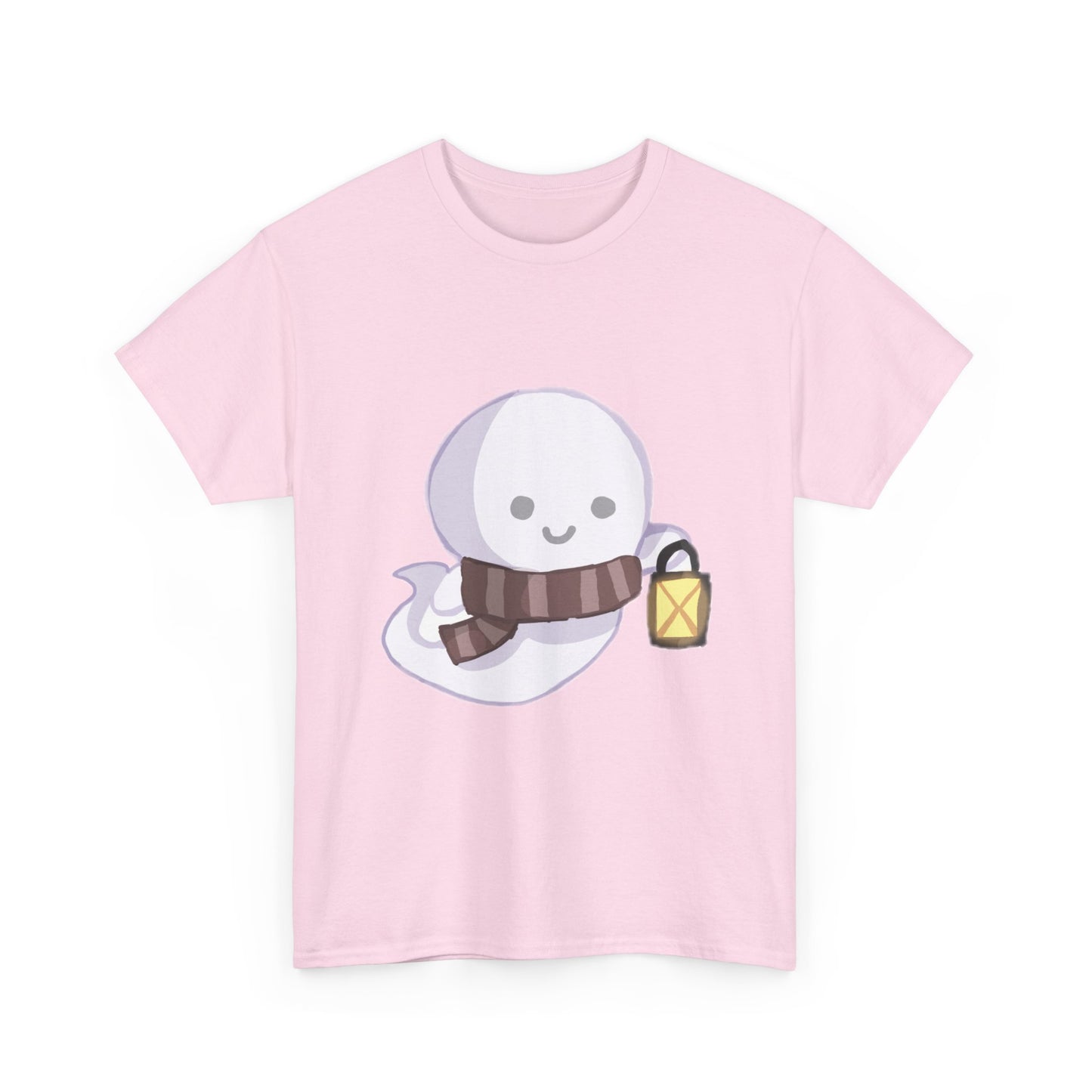 Cute Ghost Unisex Heavy Cotton Tee, Halloween Shirt, Cat Lover Gift, Witchy Vibes Tee, Cozy Unisex T-Shirt