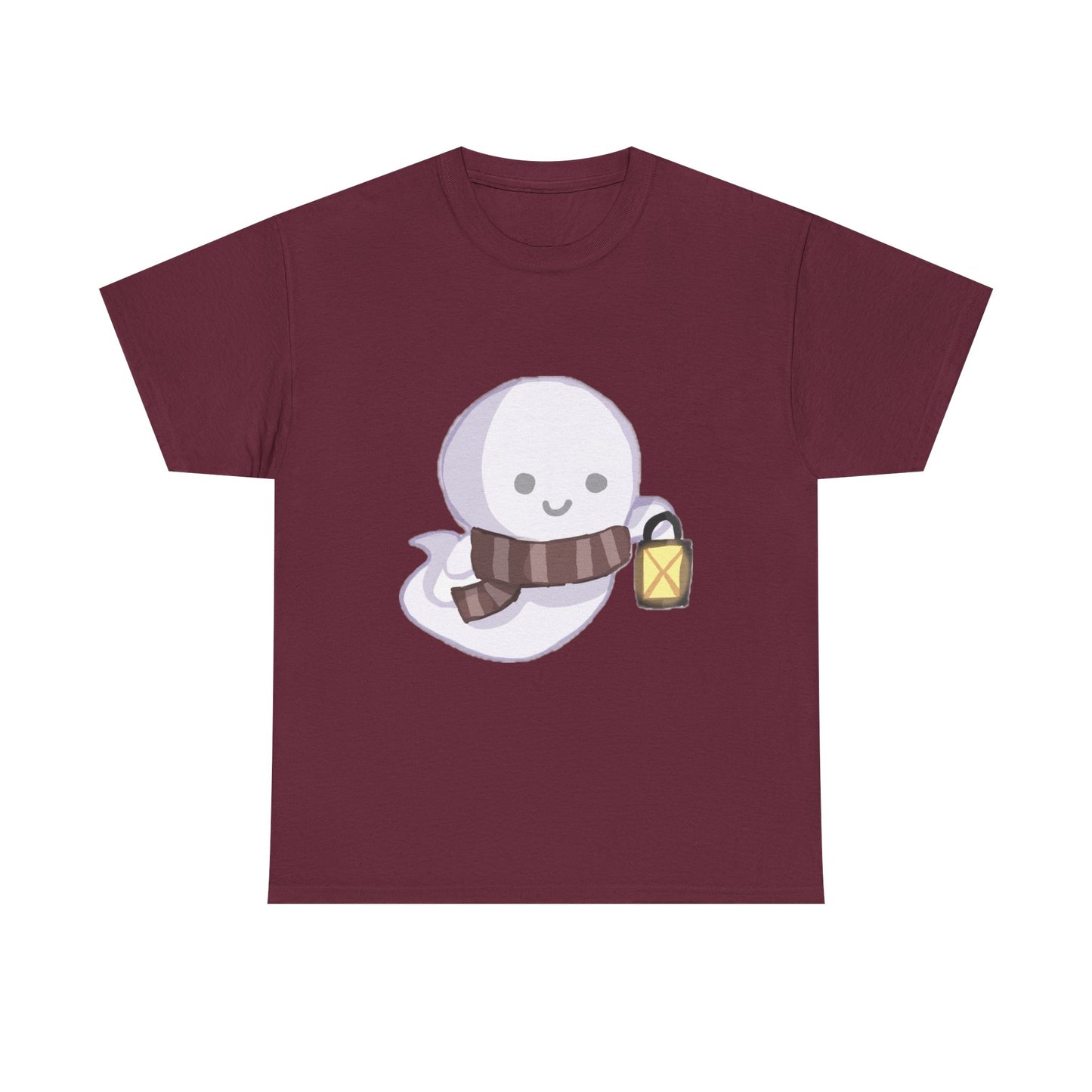 Cute Ghost Unisex Heavy Cotton Tee, Halloween Shirt, Cat Lover Gift, Witchy Vibes Tee, Cozy Unisex T-Shirt