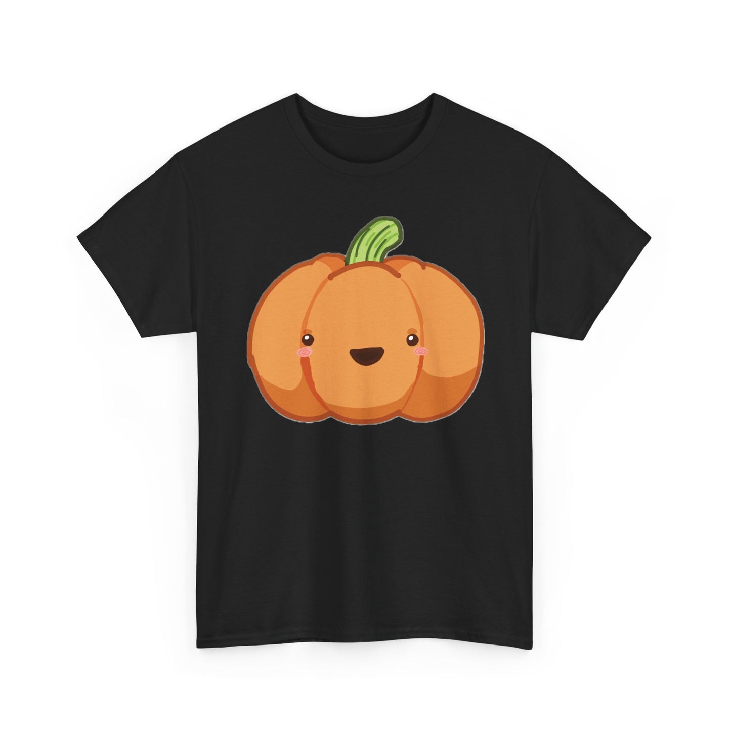 Cute Pumpkin Unisex Heavy Cotton Tee, Halloween Shirt, Cat Lover Gift, Witchy Vibes Tee, Cozy Unisex T-Shirt
