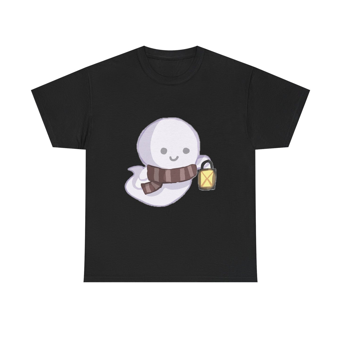 Cute Ghost Unisex Heavy Cotton Tee, Halloween Shirt, Cat Lover Gift, Witchy Vibes Tee, Cozy Unisex T-Shirt