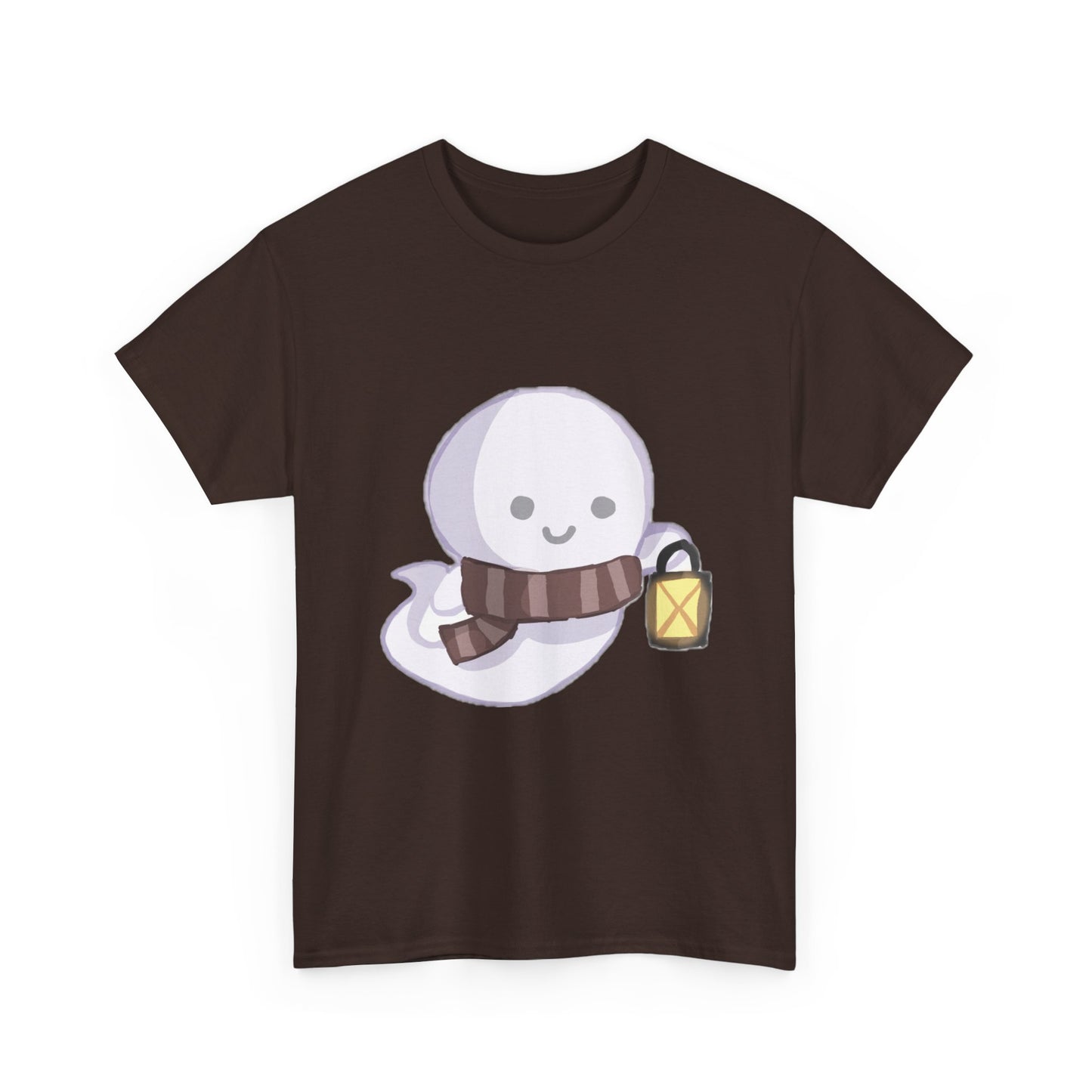 Cute Ghost Unisex Heavy Cotton Tee, Halloween Shirt, Cat Lover Gift, Witchy Vibes Tee, Cozy Unisex T-Shirt