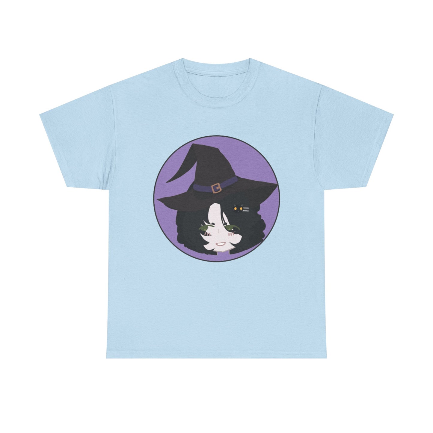 Cute Witch Unisex Heavy Cotton Tee, Halloween Shirt, Cat Lover Gift, Witchy Vibes Tee, Cozy Unisex T-Shirt