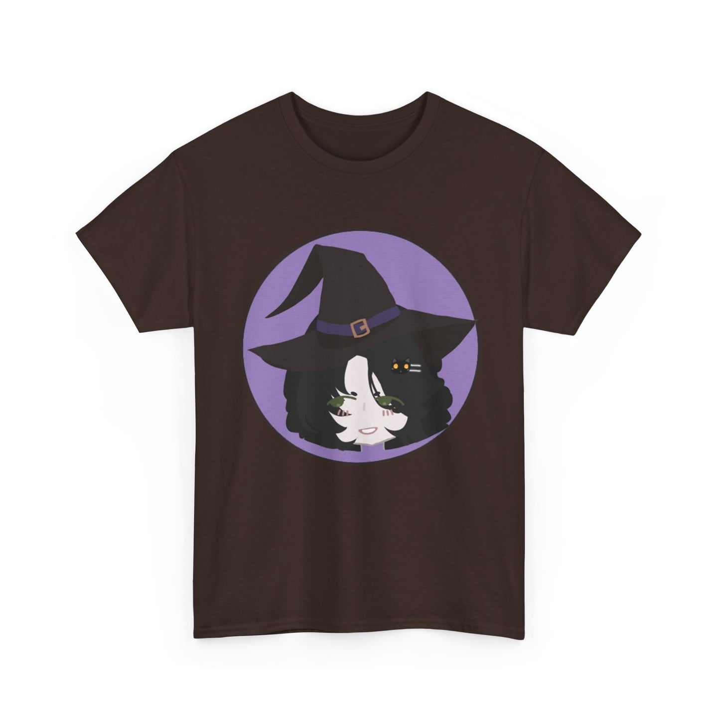 Cute Witch Unisex Heavy Cotton Tee, Halloween Shirt, Cat Lover Gift, Witchy Vibes Tee, Cozy Unisex T-Shirt