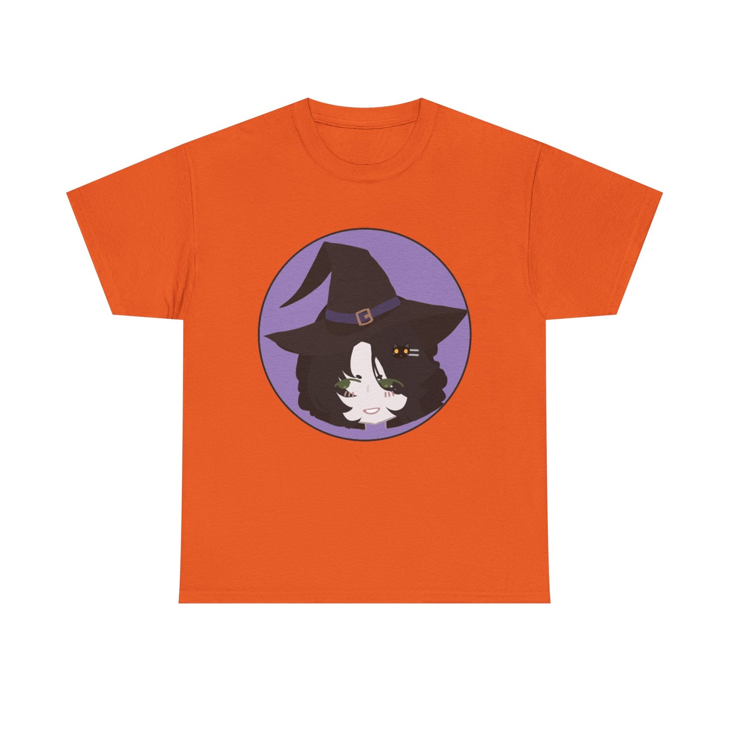 Cute Witch Unisex Heavy Cotton Tee, Halloween Shirt, Cat Lover Gift, Witchy Vibes Tee, Cozy Unisex T-Shirt