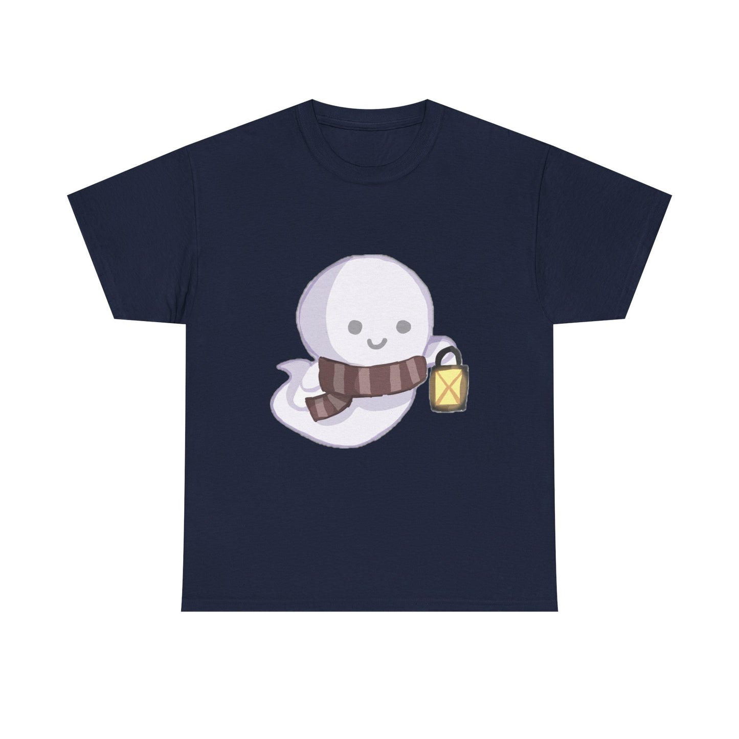 Cute Ghost Unisex Heavy Cotton Tee, Halloween Shirt, Cat Lover Gift, Witchy Vibes Tee, Cozy Unisex T-Shirt