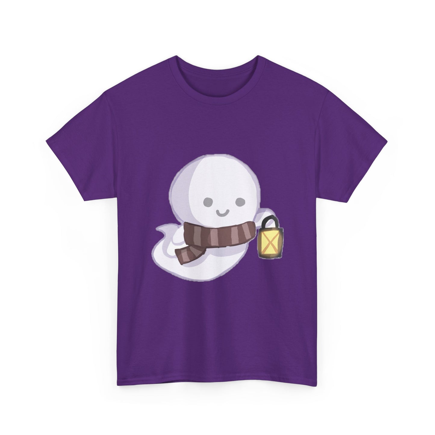 Cute Ghost Unisex Heavy Cotton Tee, Halloween Shirt, Cat Lover Gift, Witchy Vibes Tee, Cozy Unisex T-Shirt