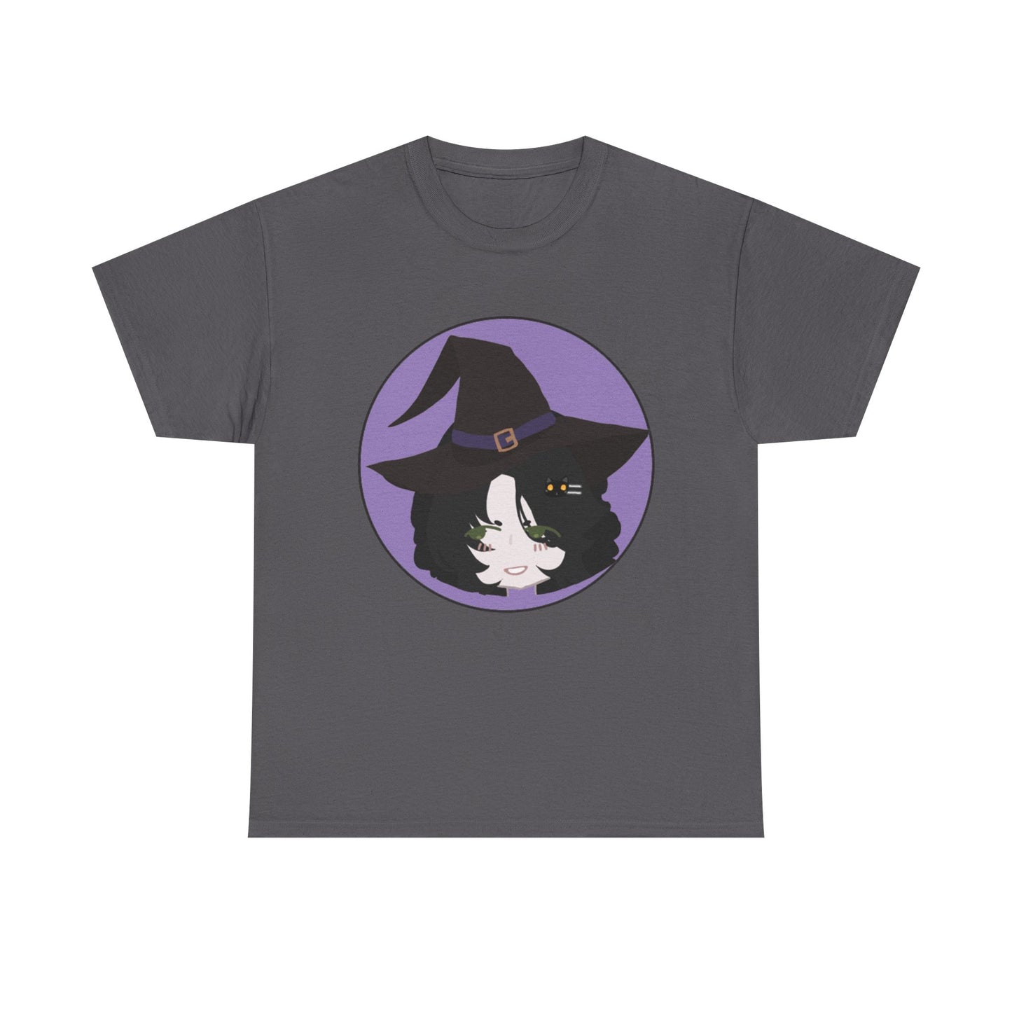 Cute Witch Unisex Heavy Cotton Tee, Halloween Shirt, Cat Lover Gift, Witchy Vibes Tee, Cozy Unisex T-Shirt