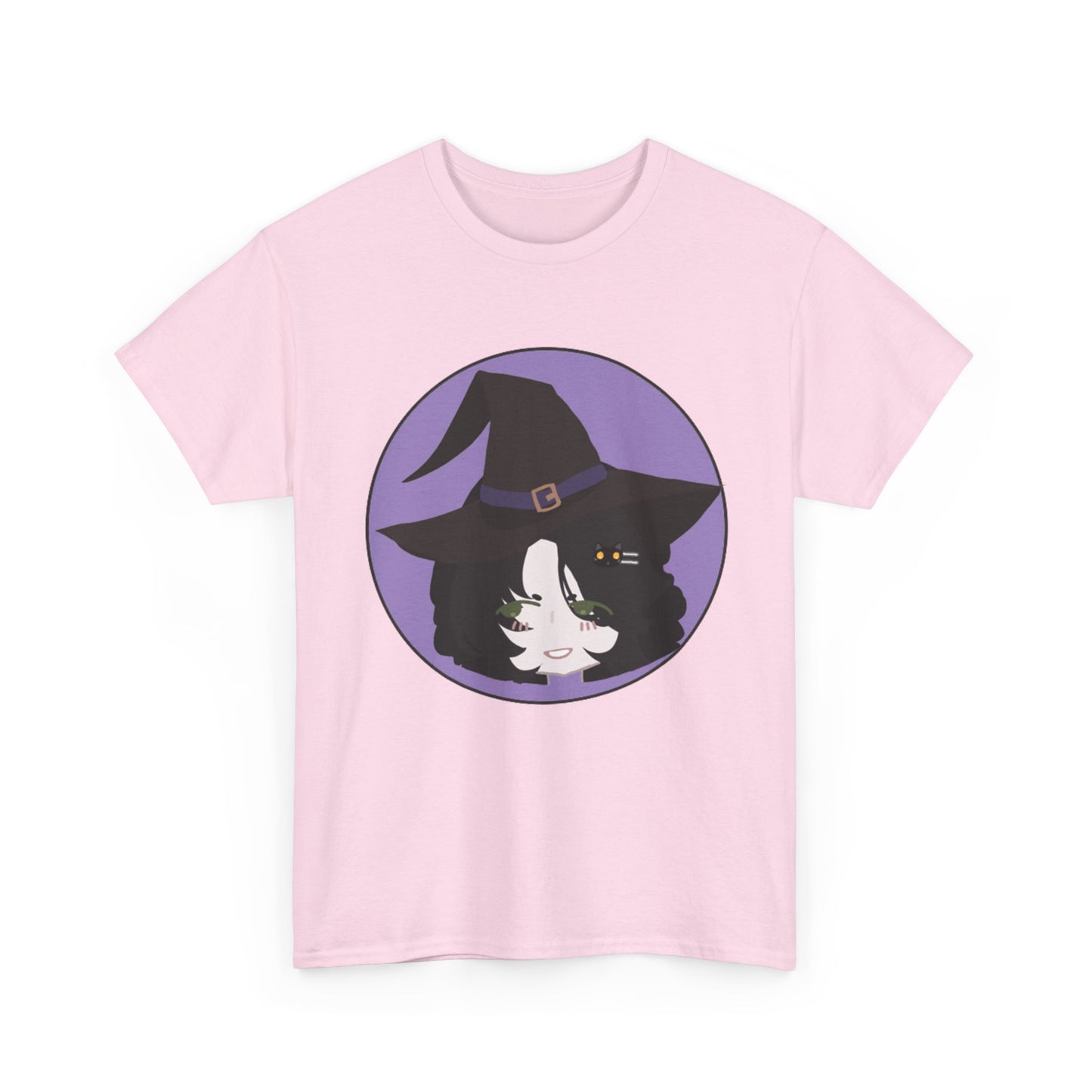 Cute Witch Unisex Heavy Cotton Tee, Halloween Shirt, Cat Lover Gift, Witchy Vibes Tee, Cozy Unisex T-Shirt