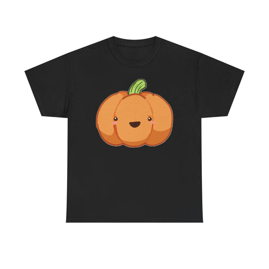Cute Pumpkin Unisex Heavy Cotton Tee, Halloween Shirt, Cat Lover Gift, Witchy Vibes Tee, Cozy Unisex T-Shirt
