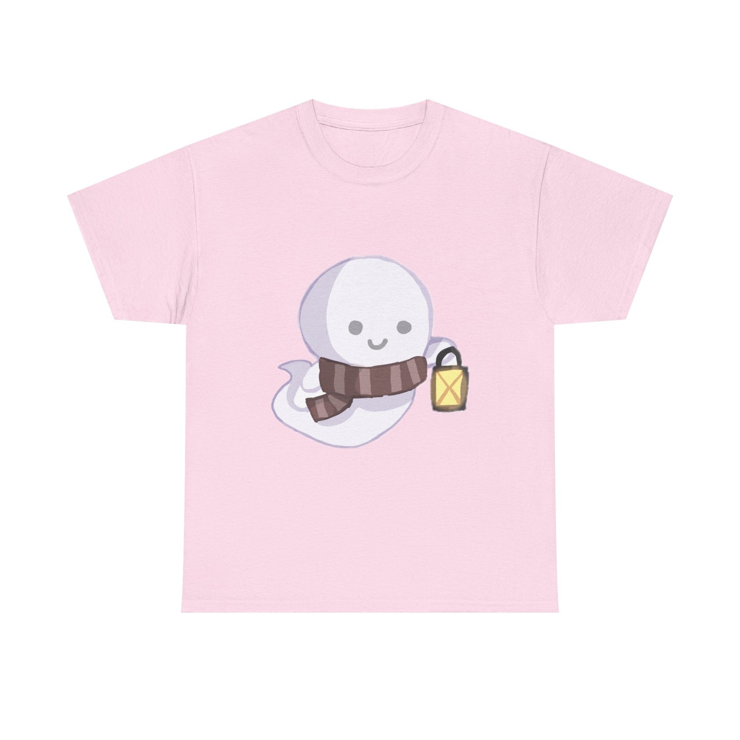 Cute Ghost Unisex Heavy Cotton Tee, Halloween Shirt, Cat Lover Gift, Witchy Vibes Tee, Cozy Unisex T-Shirt