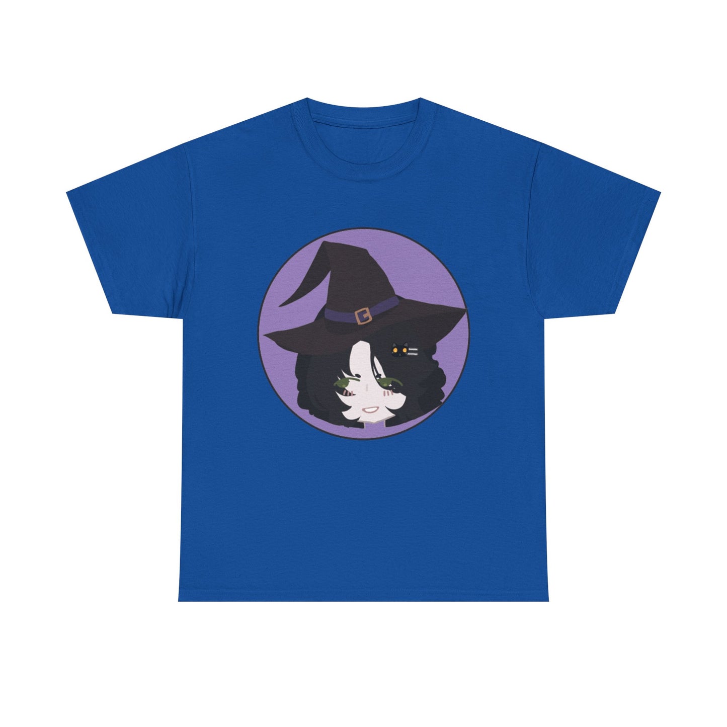 Cute Witch Unisex Heavy Cotton Tee, Halloween Shirt, Cat Lover Gift, Witchy Vibes Tee, Cozy Unisex T-Shirt