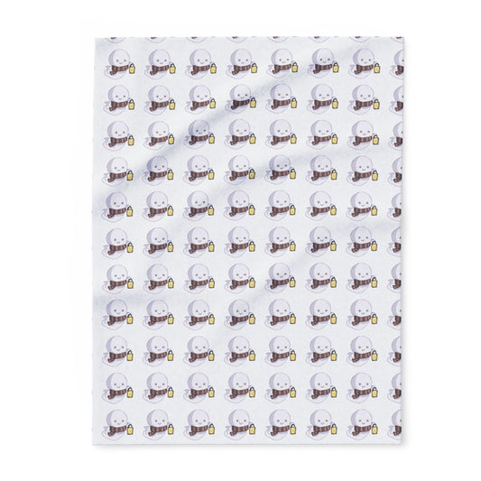 Ghost Pattern Fleece Blanket, Cozy Fall Home Decor, Halloween Gift, Autumn Snuggle Blanket, Seasonal Throw